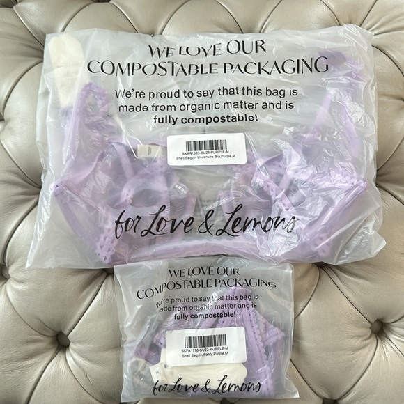 ❤️NWT For Love & Lemons Purple Sequined Bra & Panty Set Size M❤️ - Picture 16 of 17